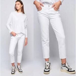 AMO Tomboy Crop Cotton Jeans MSRP $260 | White | Size 27